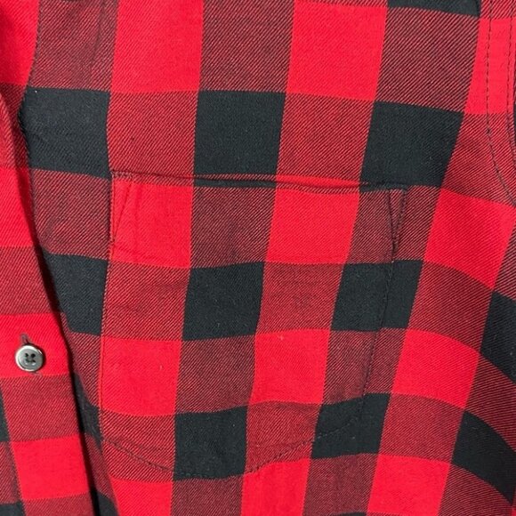 Madewell Tie Front Red Black Plaid Shirt Flannel Size XS Buffalo Check Cranberry - Picture 7 of 12